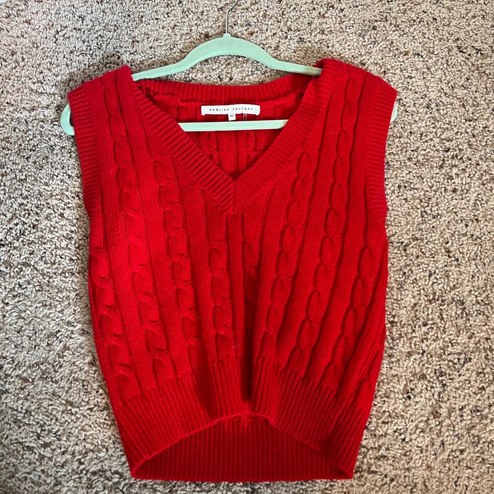Red Cable Knit Sweater Vest